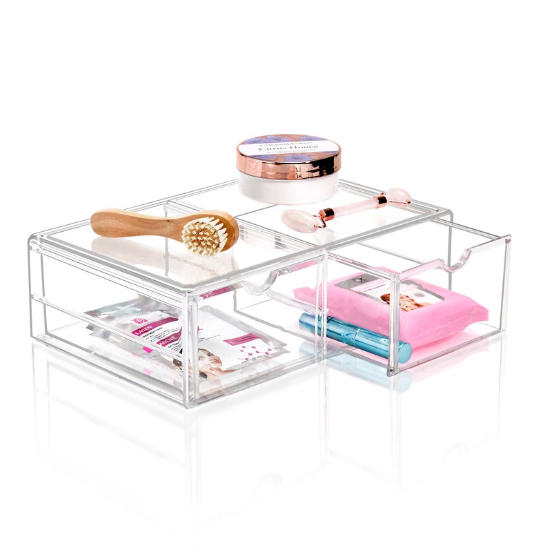 Sorbus Large Stackable Acrylic Drawers - 2 Clear Storage Drawers for Organizing Make up, Nail Polish, Hair Accessories, and Beauty Supplies - Makeup Organizer for Vanity, Bathroom Organizer Countertop - Image 1